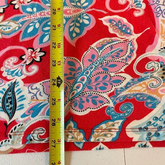 Tablots Womens Blouse Plus 2x Red Floral Paisley Peasant Bohemian Vneck Crochet - Picture 5 of 10